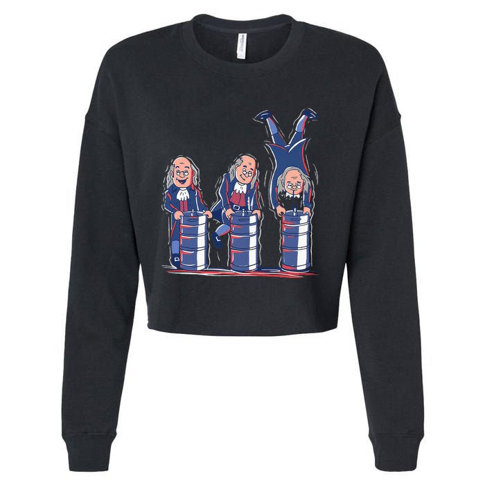 Benjamin Franklin Keg Stand Funny Cropped Pullover Crew