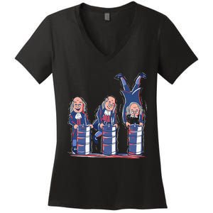 Benjamin Franklin Keg Stand Funny Women's V-Neck T-Shirt