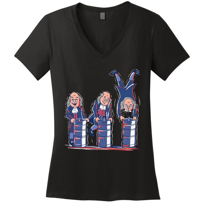 Benjamin Franklin Keg Stand Funny Women's V-Neck T-Shirt