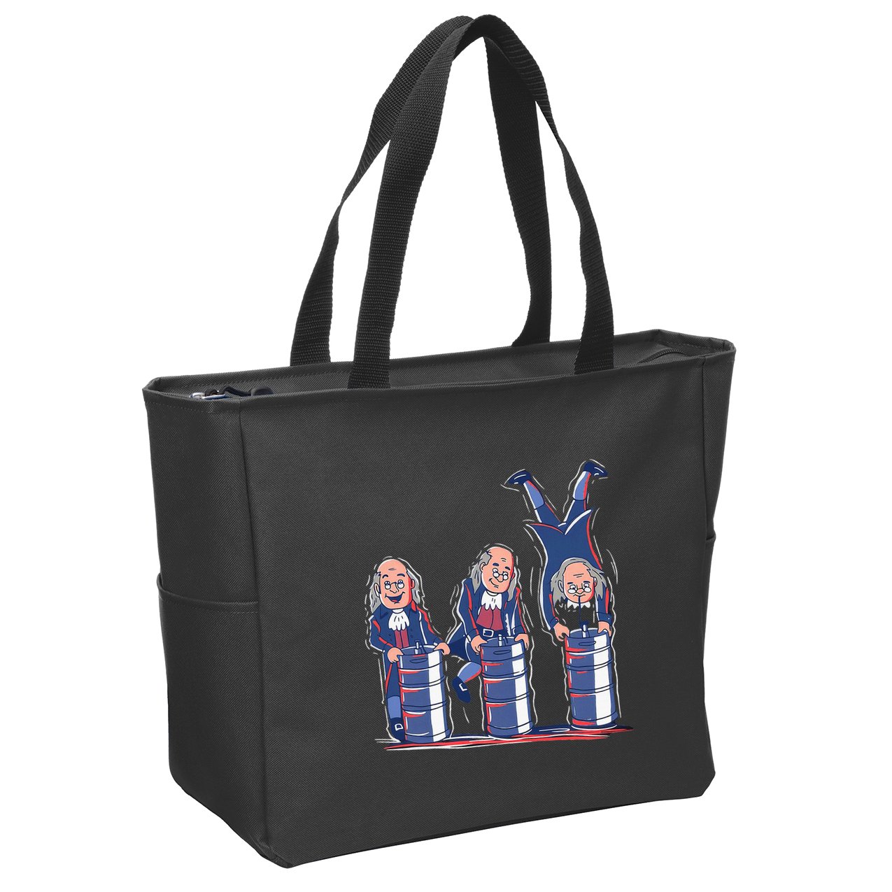 Benjamin Franklin Keg Stand Funny Zip Tote Bag