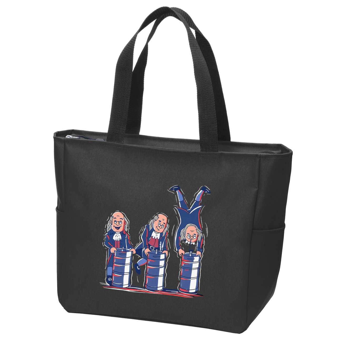 Benjamin Franklin Keg Stand Funny Zip Tote Bag