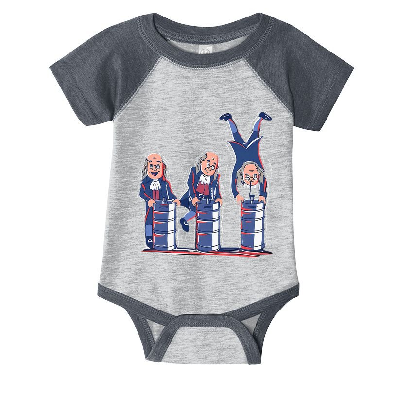 Benjamin Franklin Keg Stand Funny Infant Baby Jersey Bodysuit