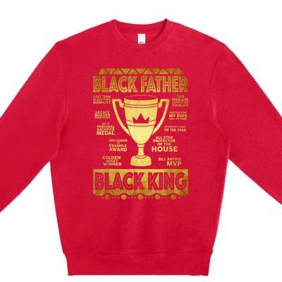 Black Father King Fathers Day Dad Husband Dope Leader Men Premium Crewneck Sweatshirt