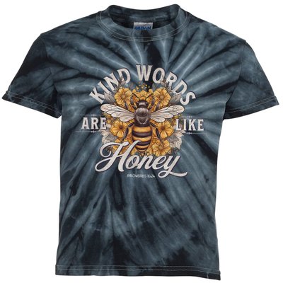 Bee Flowers Kind Words Are Like Honey Kids Tie-Dye T-Shirt