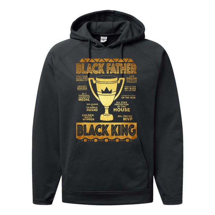 Black Father King Fathers Day Dad Husband Dope Leader Performance Fleece Hoodie