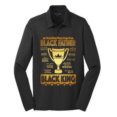 Black Father King Fathers Day Dad Husband Dope Leader Silk Touch Performance Long Sleeve Polo