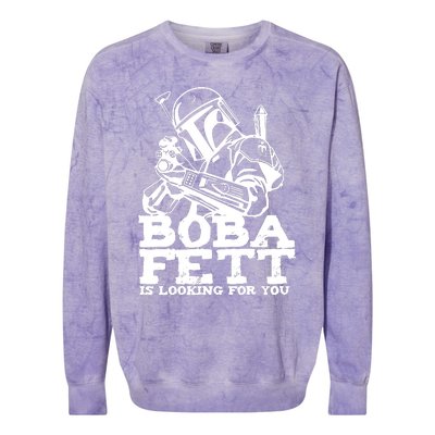 Boba Fett Looking For You Colorblast Crewneck Sweatshirt