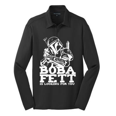 Boba Fett Looking For You Silk Touch Performance Long Sleeve Polo