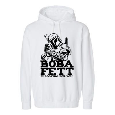 Boba Fett Looking For You Garment-Dyed Fleece Hoodie