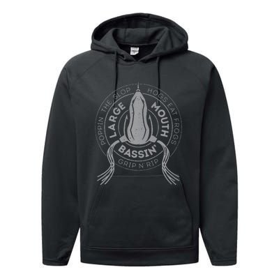 Bass Fishing Largemouth Bass Frog Fishing For Hogs Performance Fleece Hoodie