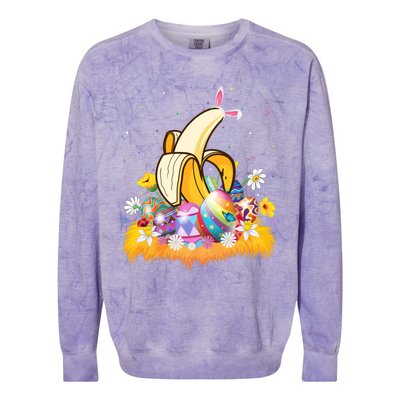 Banana Fruit Lover Easter Egg Funny Banana Easter Sunday Gift Colorblast Crewneck Sweatshirt