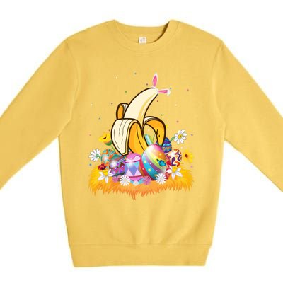 Banana Fruit Lover Easter Egg Funny Banana Easter Sunday Gift Premium Crewneck Sweatshirt