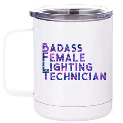 Badass Female Lighting Technician 12 oz Stainless Steel Tumbler Cup