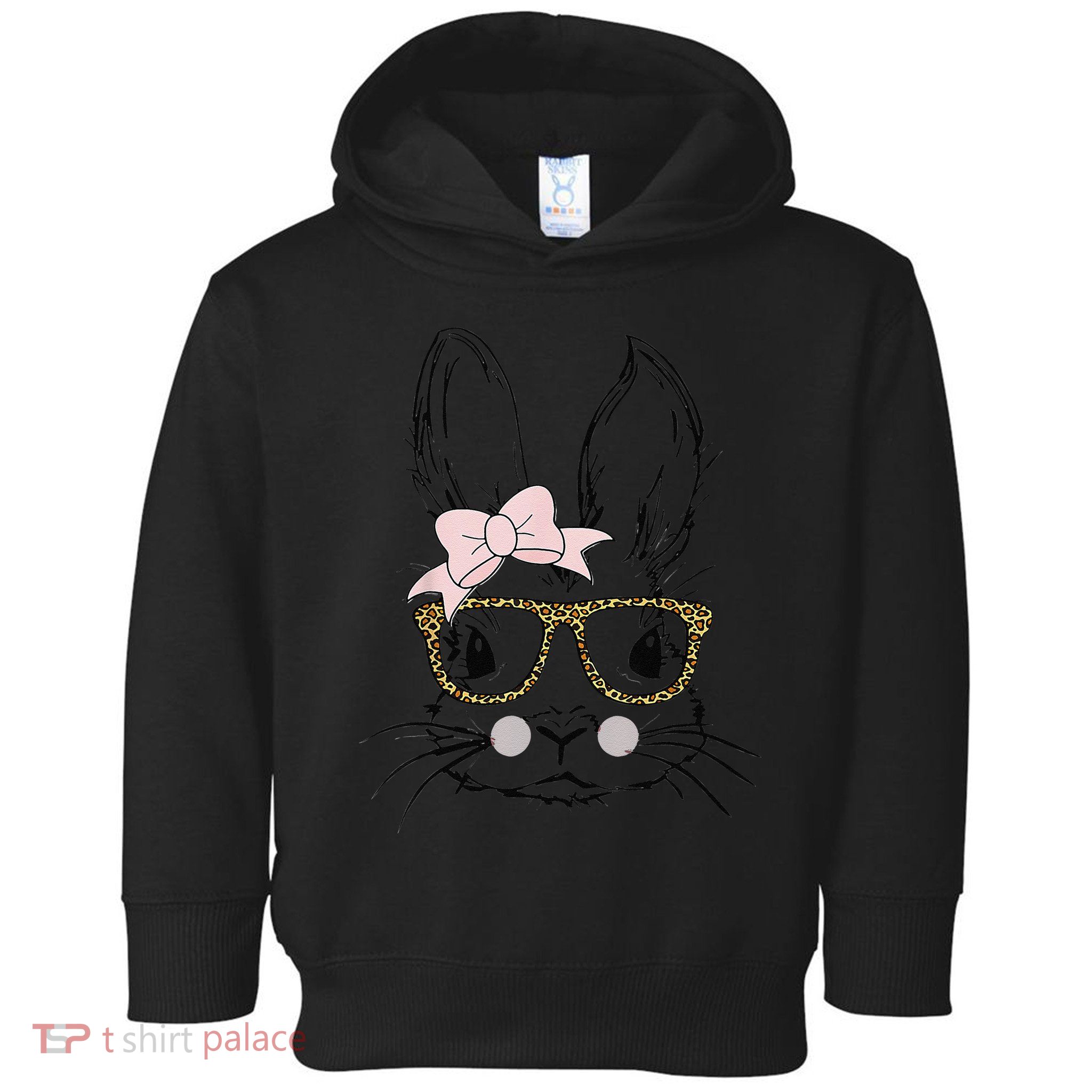 Bunny Face Leopard Glasses Headband Happy Easter Day .Png Toddler Hoodie
