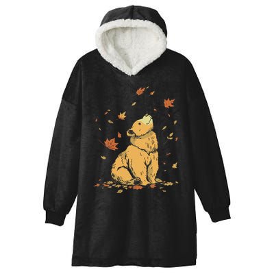Bear Fall Leaf Tree Hello Autumn Thanksgiving Hooded Wearable Blanket