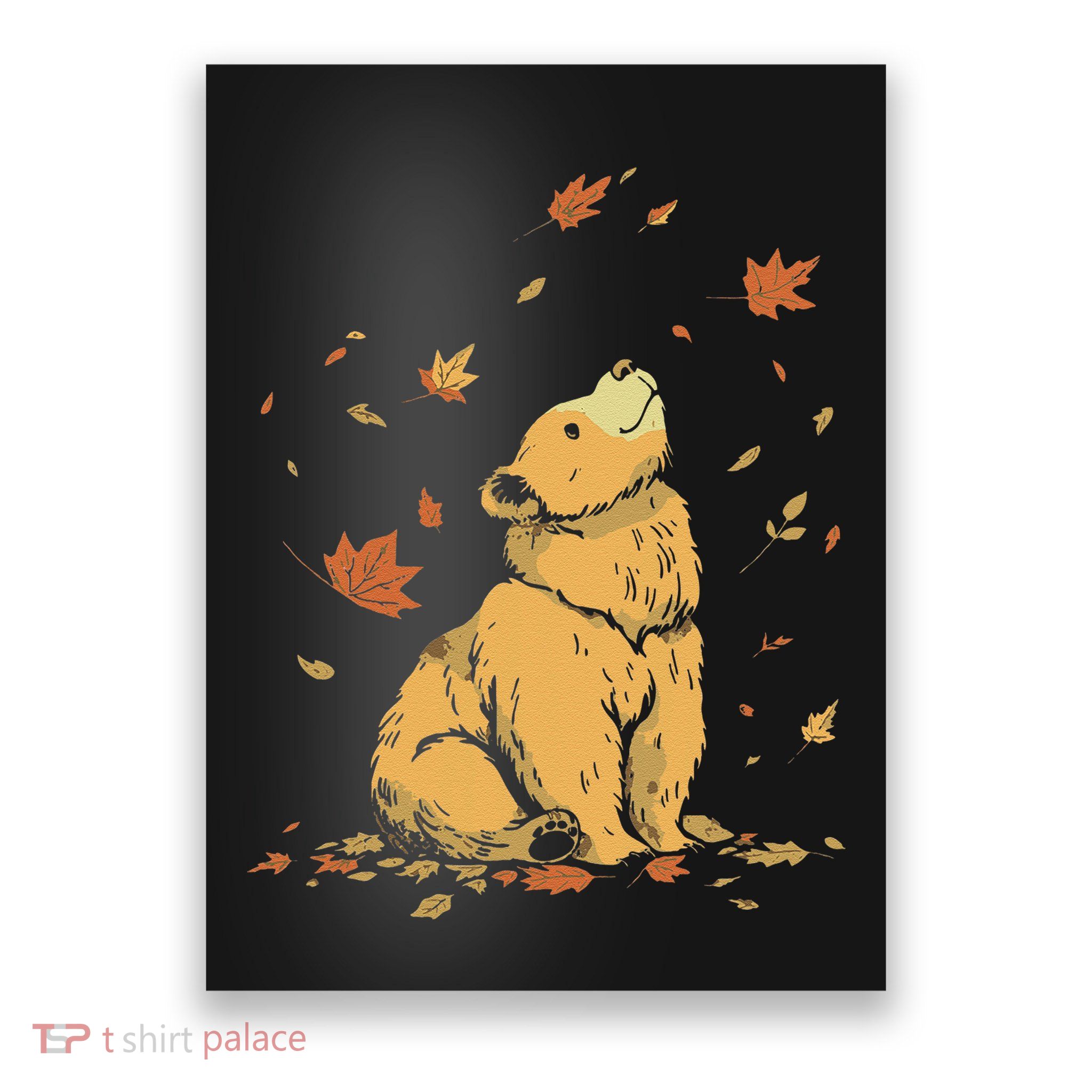 Bear Fall Leaf Tree Hello Autumn Thanksgiving Poster