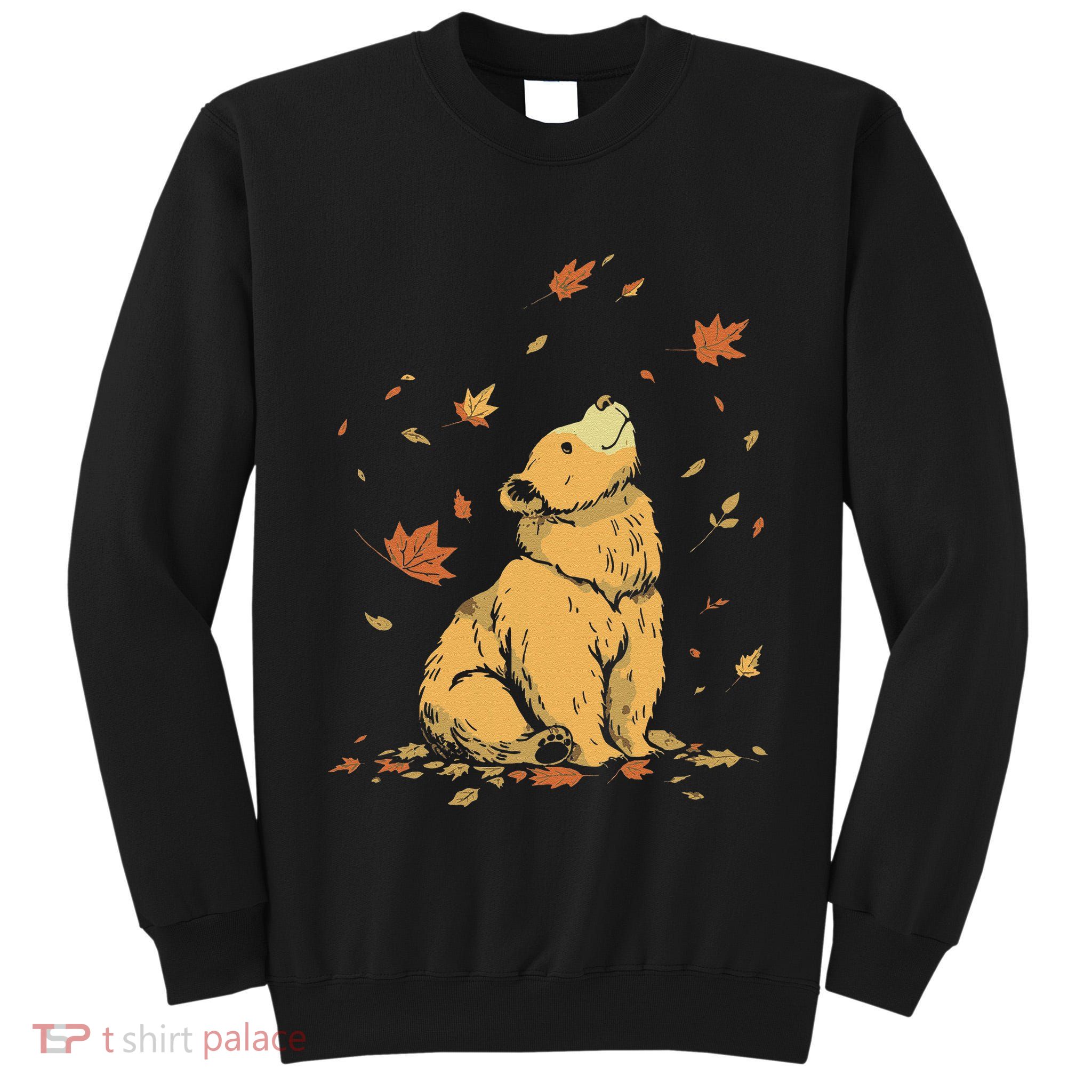 Bear Fall Leaf Tree Hello Autumn Thanksgiving Tall Sweatshirt
