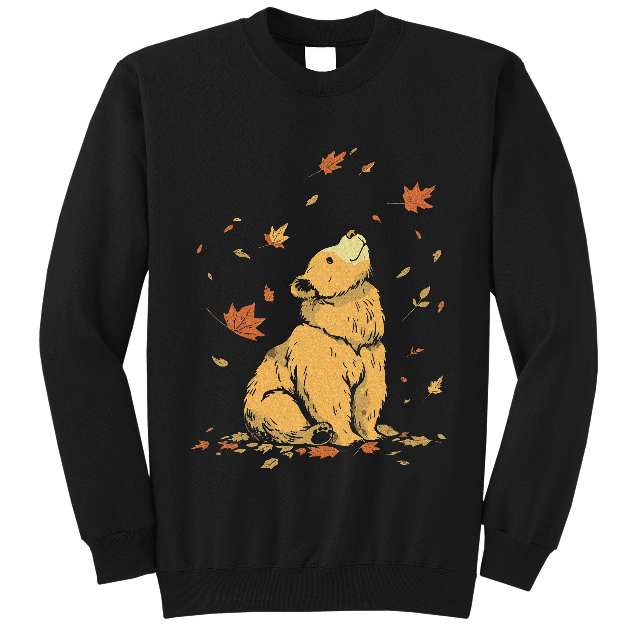 Bear Fall Leaf Tree Hello Autumn Thanksgiving Tall Sweatshirt