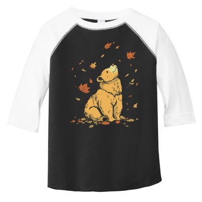 Bear Fall Leaf Tree Hello Autumn Thanksgiving Toddler Fine Jersey T-Shirt