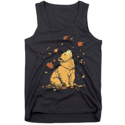 Bear Fall Leaf Tree Hello Autumn Thanksgiving Tank Top