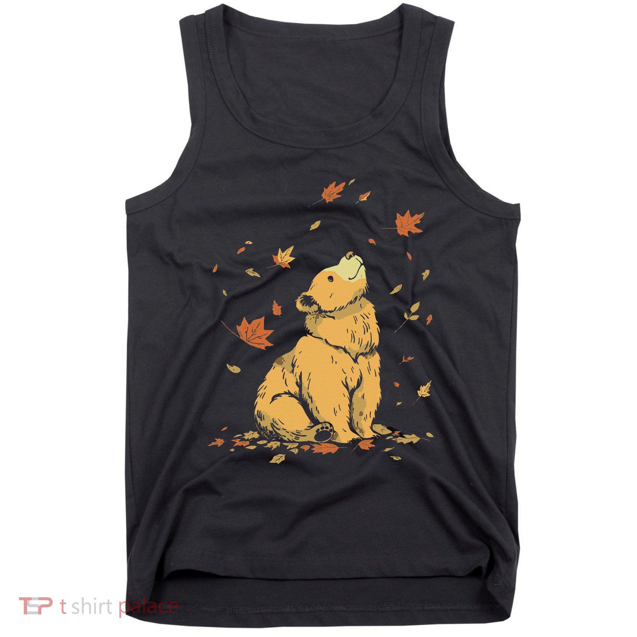 Bear Fall Leaf Tree Hello Autumn Thanksgiving Tank Top
