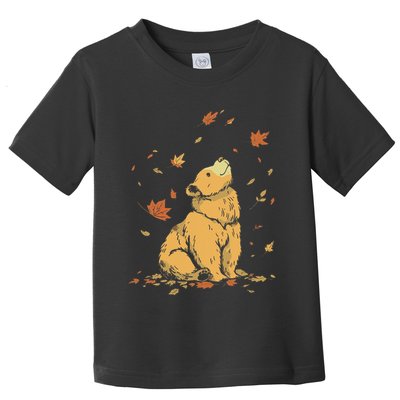 Bear Fall Leaf Tree Hello Autumn Thanksgiving Toddler T-Shirt