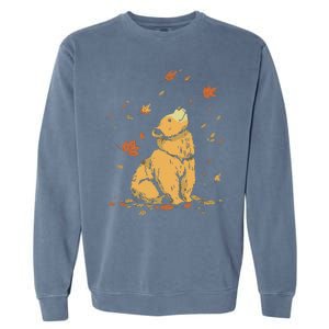 Bear Fall Leaf Tree Hello Autumn Thanksgiving Garment-Dyed Sweatshirt