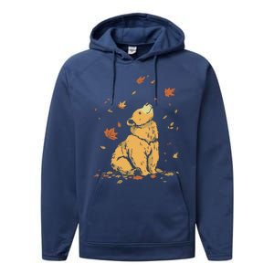 Bear Fall Leaf Tree Hello Autumn Thanksgiving Performance Fleece Hoodie