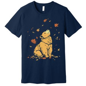 Bear Fall Leaf Tree Hello Autumn Thanksgiving Premium T-Shirt