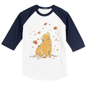 Bear Fall Leaf Tree Hello Autumn Thanksgiving Baseball Sleeve Shirt