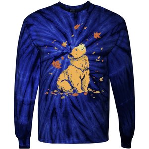 Bear Fall Leaf Tree Hello Autumn Thanksgiving Tie-Dye Long Sleeve Shirt