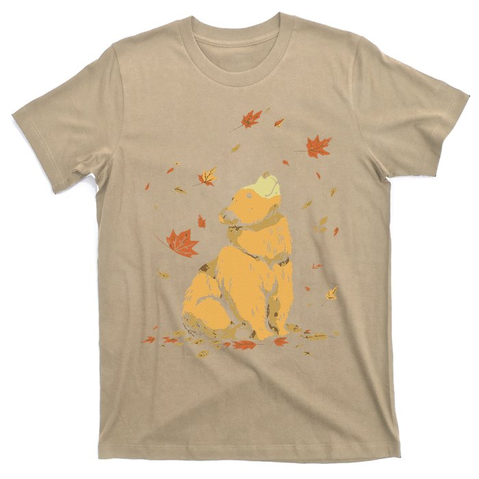 Bear Fall Leaf Tree Hello Autumn Thanksgiving T-Shirt