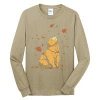 Bear Fall Leaf Tree Hello Autumn Thanksgiving Tall Long Sleeve T-Shirt