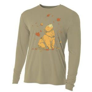 Bear Fall Leaf Tree Hello Autumn Thanksgiving Cooling Performance Long Sleeve Crew