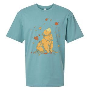 Bear Fall Leaf Tree Hello Autumn Thanksgiving Sueded Cloud Jersey T-Shirt