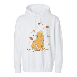 Bear Fall Leaf Tree Hello Autumn Thanksgiving Garment-Dyed Fleece Hoodie