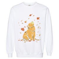 Bear Fall Leaf Tree Hello Autumn Thanksgiving Garment-Dyed Sweatshirt