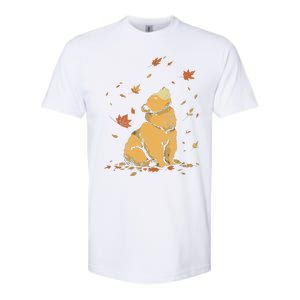 Bear Fall Leaf Tree Hello Autumn Thanksgiving Softstyle CVC T-Shirt