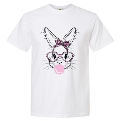 Bunny Face Leopard Glasses Bubble Gum Easter Day Garment-Dyed Heavyweight T-Shirt