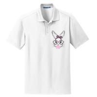 Bunny Face Leopard Glasses Bubble Gum Easter Day Dry Zone Grid Polo