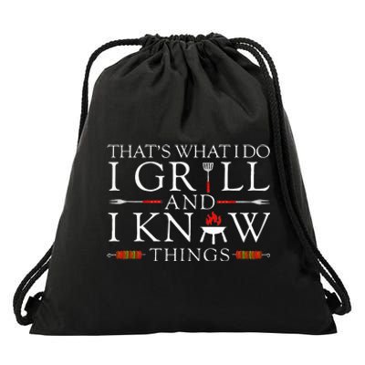 BBQ Food Lover Thats What I Do I Grill And I Know Things Drawstring Bag