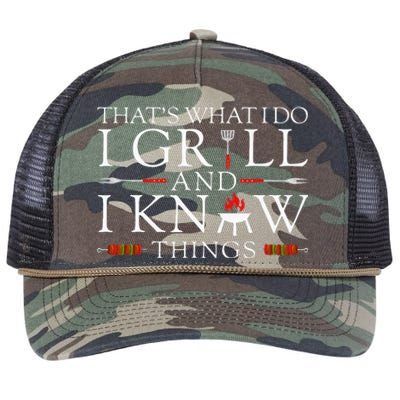 BBQ Food Lover Thats What I Do I Grill And I Know Things Retro Rope Trucker Hat Cap