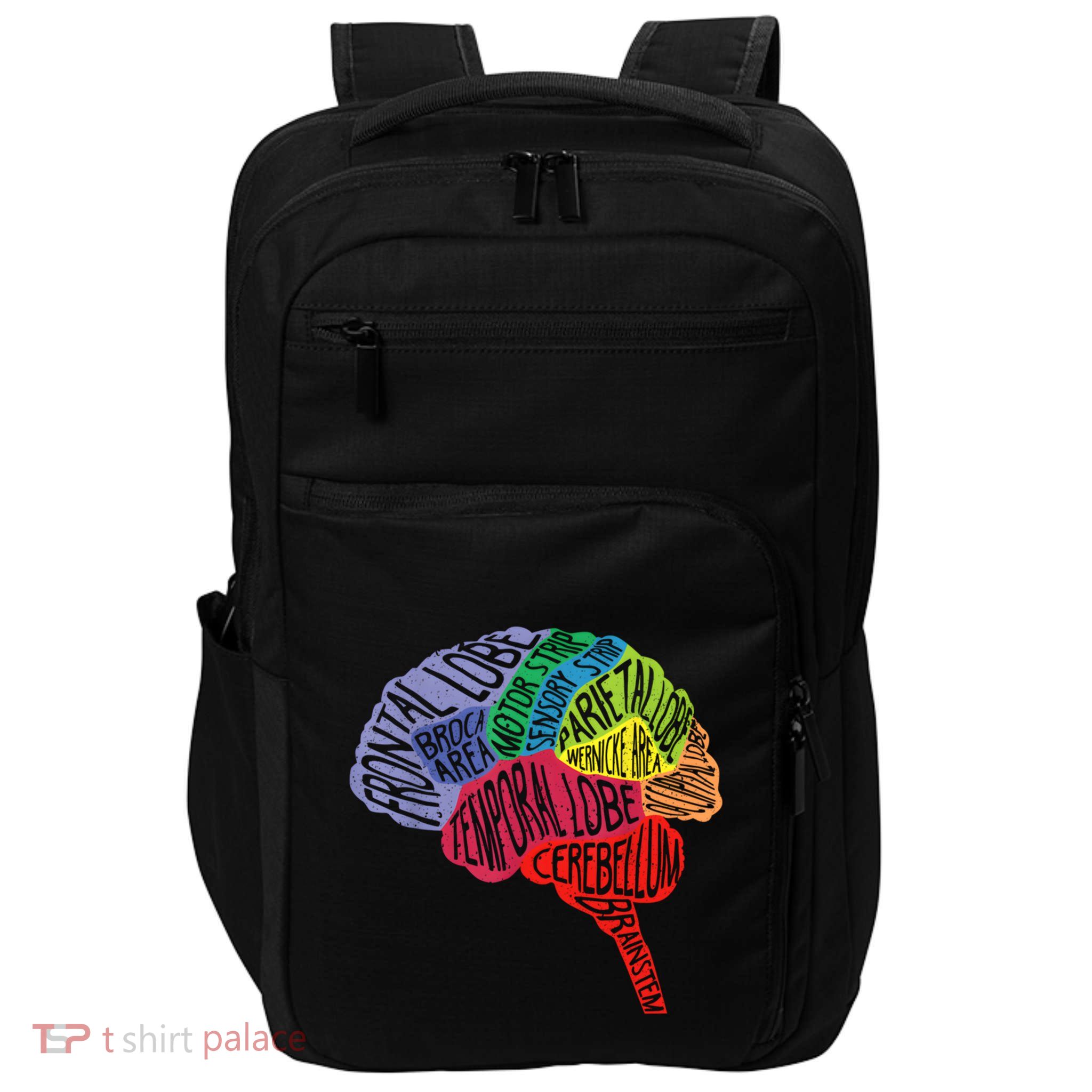 Brain Frontal Lobe Temporal Lobe Cerebellum Brainstem Funny Gift Impact Tech Backpack