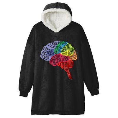 Brain Frontal Lobe Temporal Lobe Cerebellum Brainstem Funny Gift Hooded Wearable Blanket