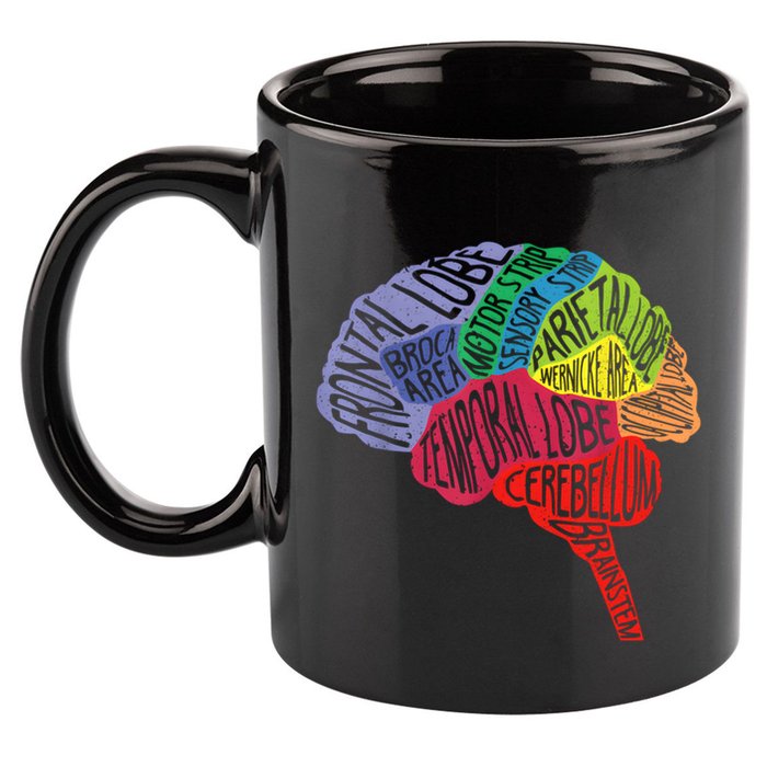Brain Frontal Lobe Temporal Lobe Cerebellum Brainstem Funny Gift 11oz C Handle Ceramic Mug
