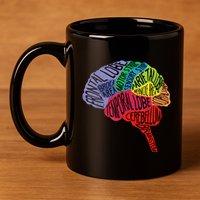 Brain Frontal Lobe Temporal Lobe Cerebellum Brainstem Funny Gift 11oz C Handle Ceramic Mug