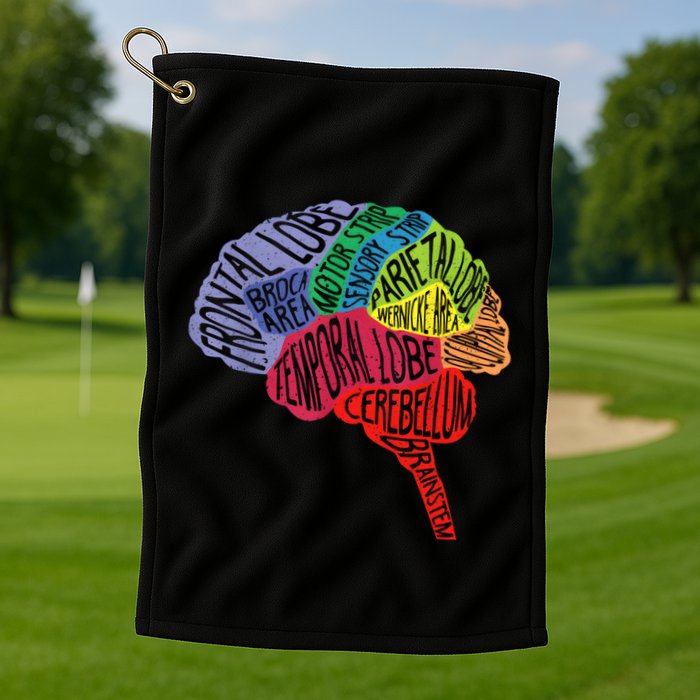 Brain Frontal Lobe Temporal Lobe Cerebellum Brainstem Funny Gift Golf Towel