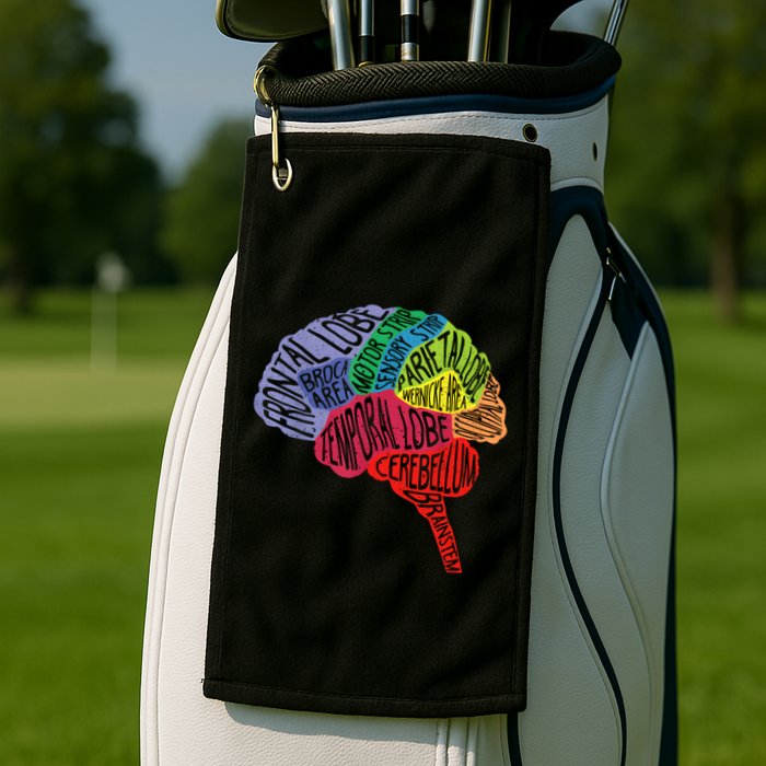 Brain Frontal Lobe Temporal Lobe Cerebellum Brainstem Funny Gift Golf Towel
