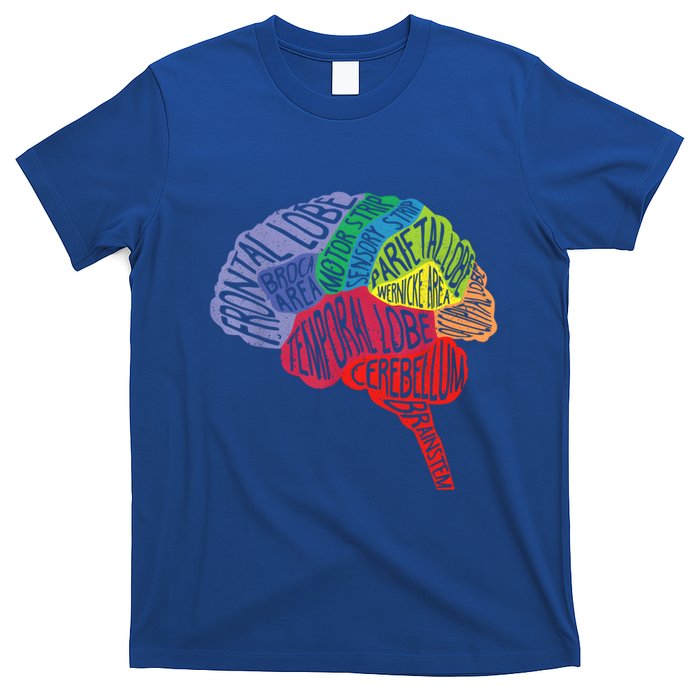 Brain Frontal Lobe Temporal Lobe Cerebellum Brainstem Funny Gift T-Shirt