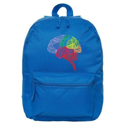 Brain Frontal Lobe Temporal Lobe Cerebellum Brainstem Funny Gift 16 in Basic Backpack
